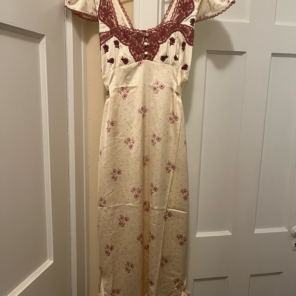 Floral Cream and Pink Dress